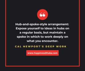 Hub-and-spoke-style arrangement: Expose yourself to ideas in hubs on a regular basis, but maintain a spoke in which to work deeply on what you encounter.